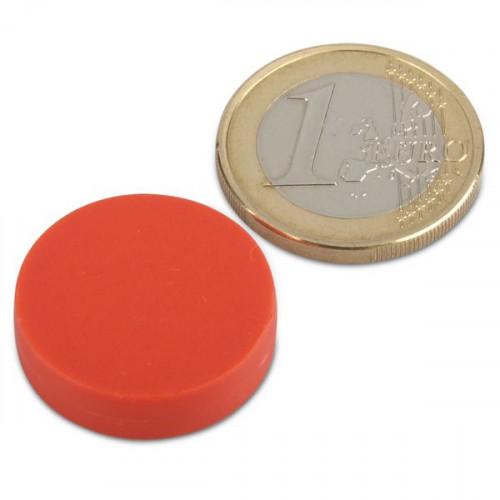 Neodym Magnet Ø 22,0 x 6,0 mm mit Kunststoffmantel - rot - 4,1 kg