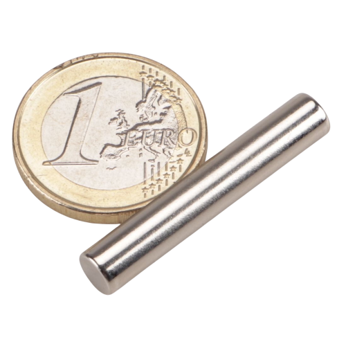 Neodym Stabmagnet Ø 6,0 x 34,0 mm N45SH Nickel - max. 150°C