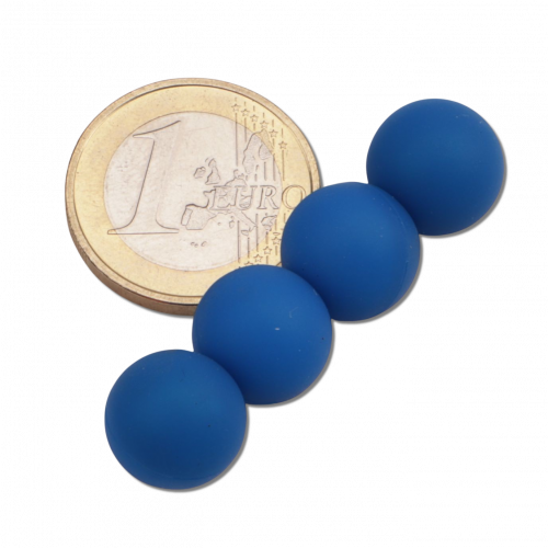 Neodym-Kugelmagnet blau mit Silikon-Mantel Ø 12 mm, 4er-Set