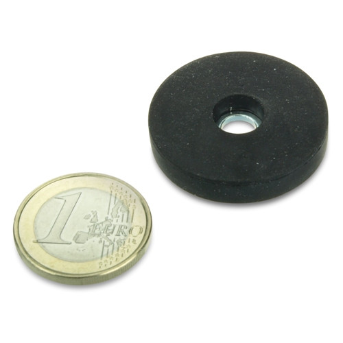 Magnetsystem Ø 31 mm gummiert mit Bohrung - hält 7,5 kg