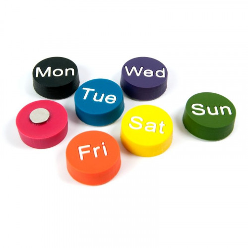 Dekomagnete WEEKDAYS - Set mit 7 Magneten für jeden Wochentag