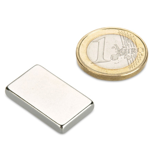 Quadermagnet 25,0 x 15,0 x 4,0 mm N50 Nickel - hält 6,8 kg