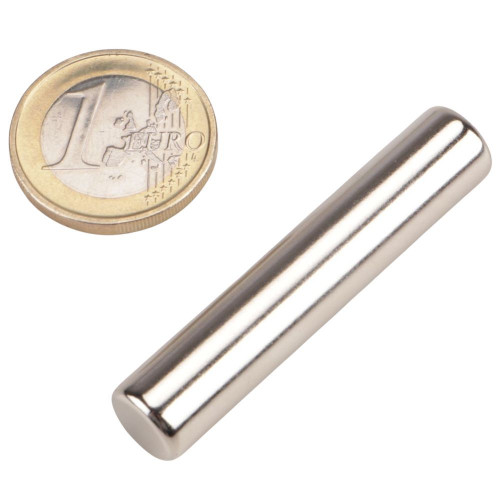 Stabmagnet Neodym Ø 10,0 x 50,0 mm N48H Nickel, max. 120°C